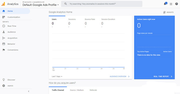 This is your new Google Analytics Account