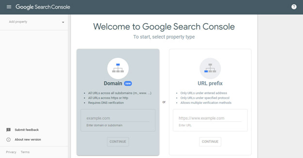 how to add site to search console