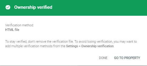your site verified in search console